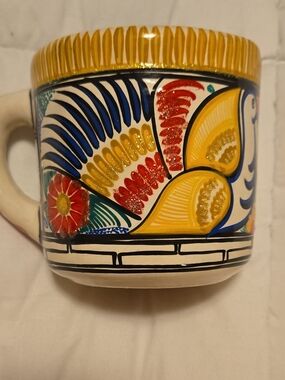 Hand-Painted Ceramic Mug with Yellow Floral and Multicolor Accents